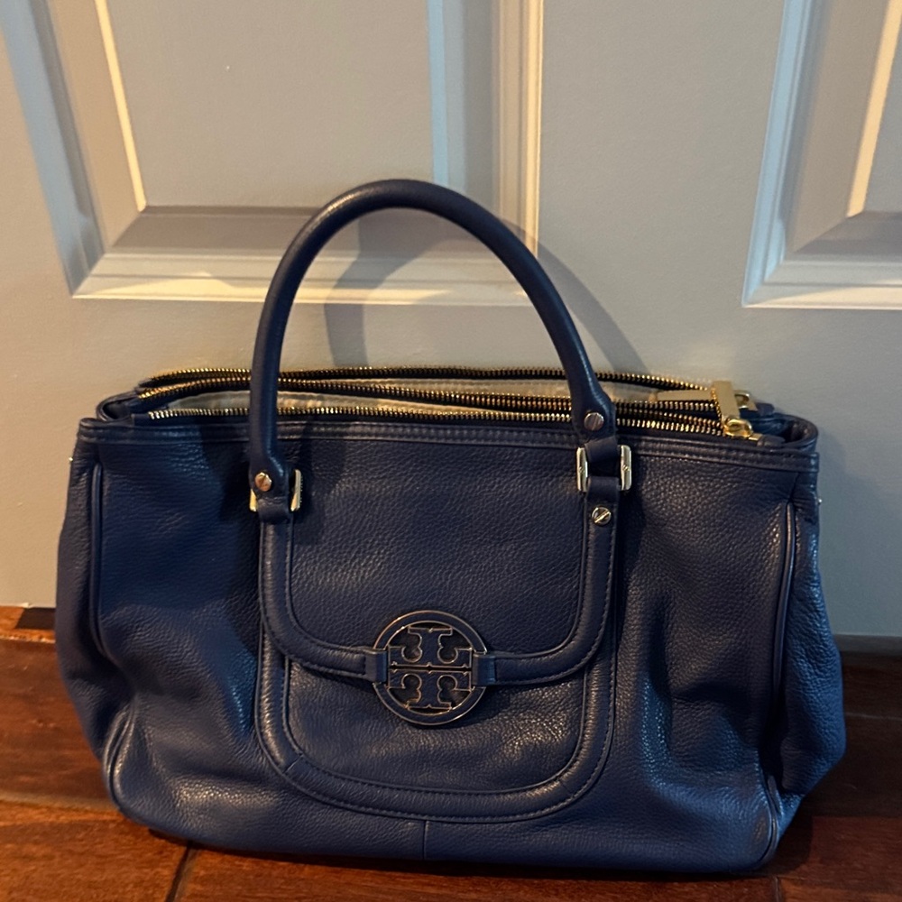 Tory Burch Navy Leather Satchel